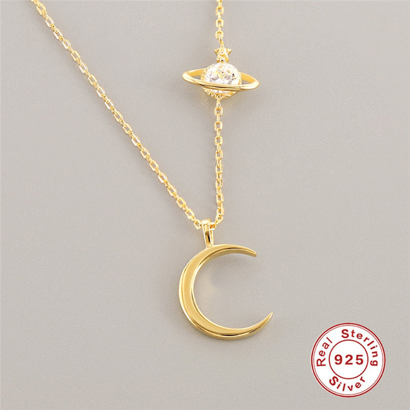 KDOUSHA- Collier Galaxy/Croissant en argent Sterling