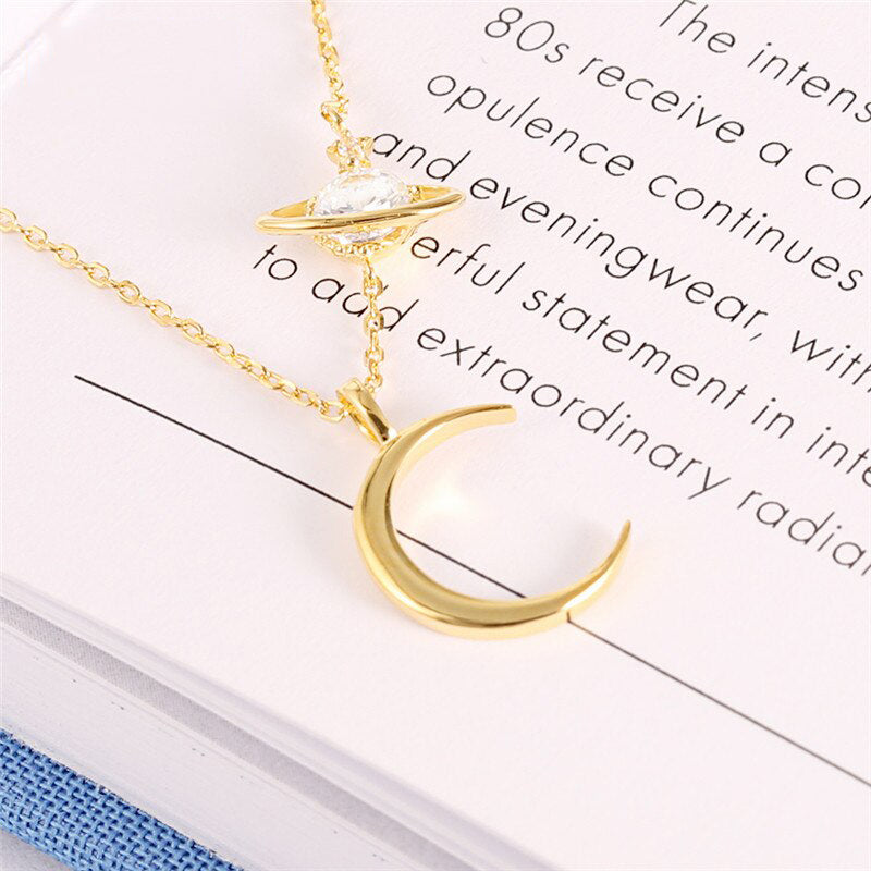 KDOUSHA- Collier Galaxy/Croissant en argent Sterling