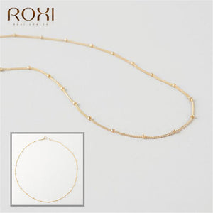 ROXI 2019 Simple Bohemia Bead Chain Necklace Women Female 925 Sterling Silver Necklace Ladies Short Choker Necklace Collier Gift