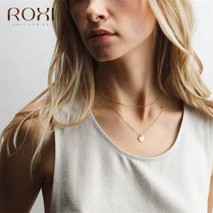 ROXI 2019 Simple Bohemia Bead Chain Necklace Women Female 925 Sterling Silver Necklace Ladies Short Choker Necklace Collier Gift