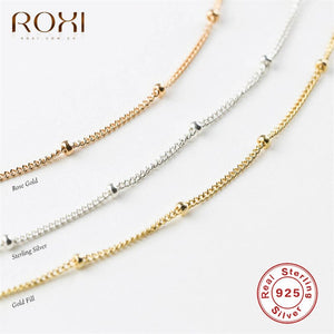 ROXI 2019 Simple Bohemia Bead Chain Necklace Women Female 925 Sterling Silver Necklace Ladies Short Choker Necklace Collier Gift